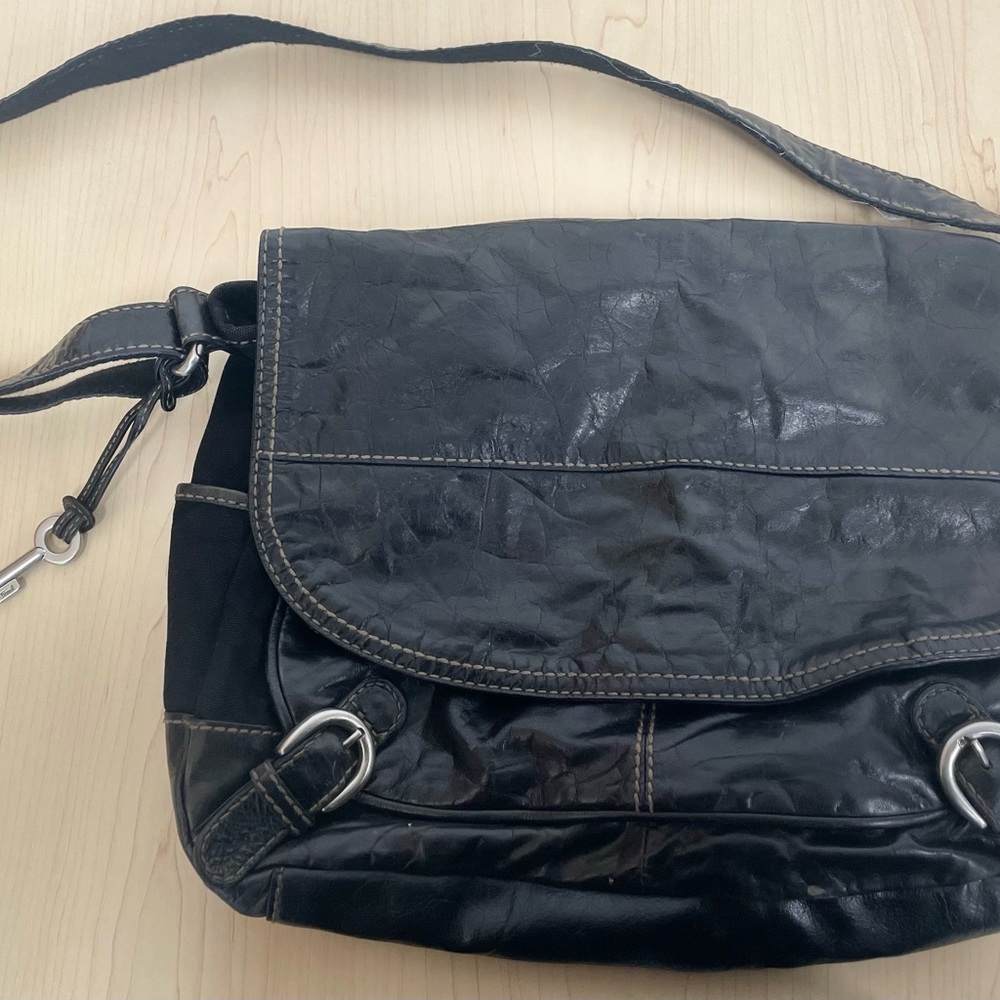 Large Distressed leather crossbody hobo messager bag